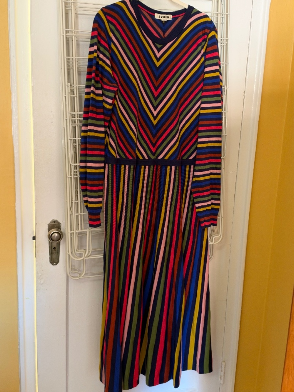 Boden multi rainbow striped sweater dress - Sz 16-18